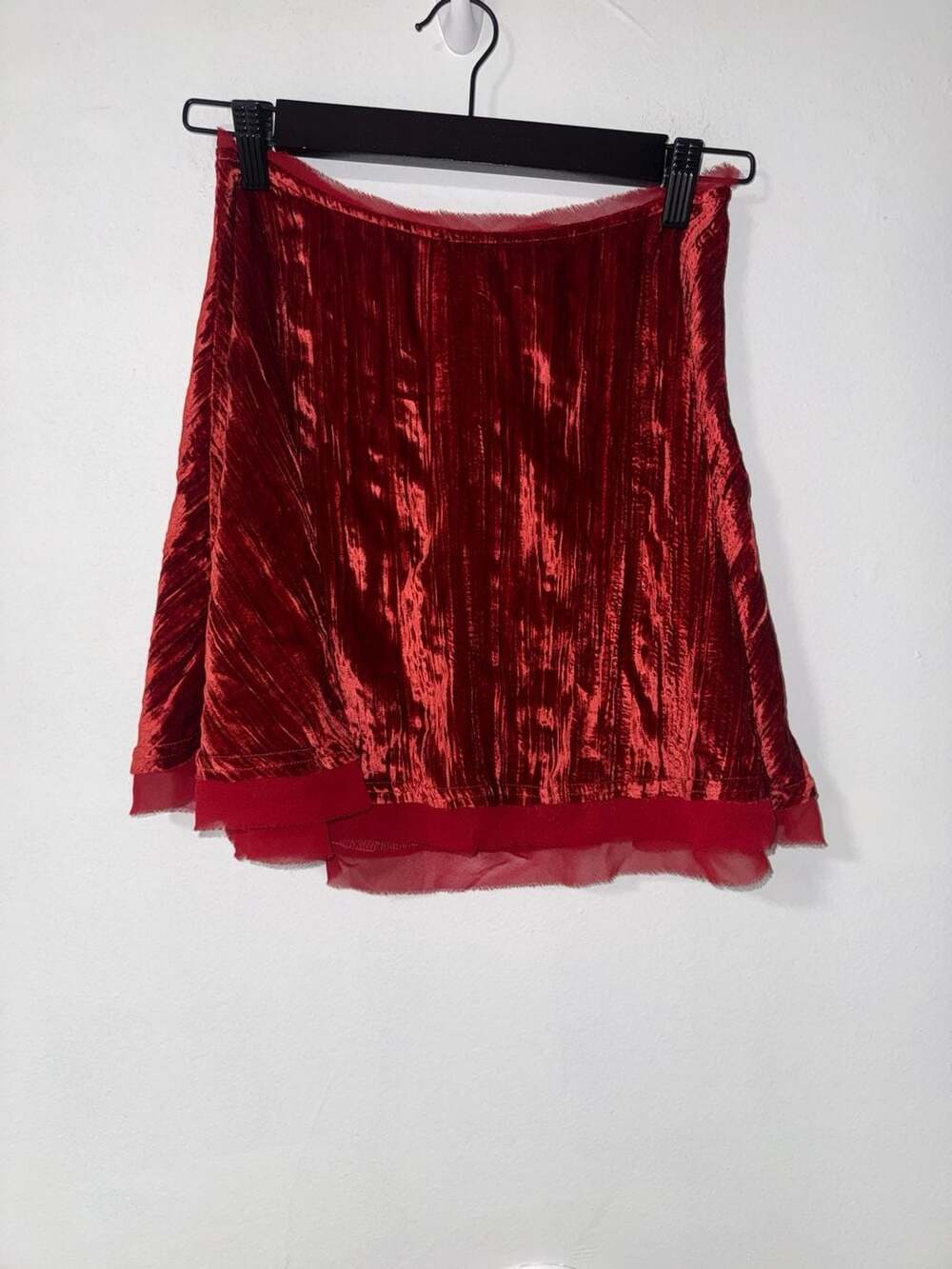 Urban Outfitters Red Crushed Velvet Skirt with Trim Size S